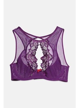 Buy Women Non Padded Lace Swim Top, Purple in Saudi Arabia