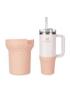 اشتري Silicone Boot for Stanley Cup 40oz Quencher, Anti-Slip Bottle Bottom Sleeve Cover, Fit with Stanley H2.0 and Quencher Adventure Tumbler Accessories (40 oz, Rose Quartz) في الامارات