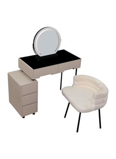 Buy Makeup Dressing Table With Mirror, Storage Cabinet Drawers And Chair in UAE