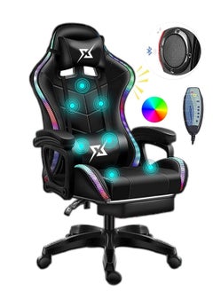 Buy Game Chair Modern And Adjustable with Footrest and Massage Function, Black in UAE