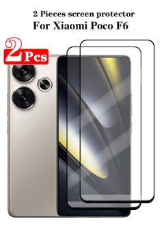 اشتري 2 Pieces Full Cover Glass Screen Protector For Xiaomi Poco F6 5G Black/Clear and Screen Protector Accessorie في السعودية