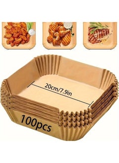 Buy 20cm Square Air Fryer Liners Disposable Square Oven Pan for 5-6 Quart Air Fryer(100pcs) Multicolour in Egypt