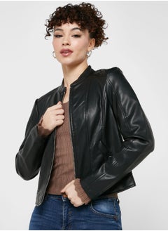 Buy Zip Through Pu Jacket in UAE