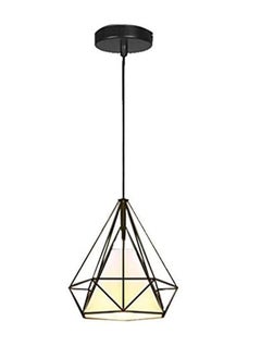 Buy Pendant Light Black Iron Hanging Cage Vintage Led Lamp E27 Industrial Loft Retro Dining Room Restaurant Bar Counter in UAE