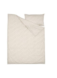 Buy Duvet cover and pillowcase, beige/white, 150x200/50x80 cm in Saudi Arabia