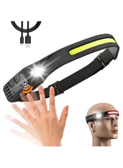 Buy Headlamp Rechargeable With Light Bright 230° Wide Beam Headlight, Headlamps With Motion Sensors, 7 Modes Lightweight Waterproof Head Light Flashlight For Outdoor Hiking Running Fishing Camping in Egypt