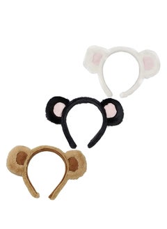 Buy 3 Pack Fluffy Bear Ears Headband lovely Animal Ears Hairdband Headwear Fun Shower Makeup Hair Hoop for Girls Womens in UAE