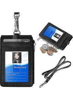 EURCRBU PU Leather ID Badge Card Holder Wallet-Style Protective