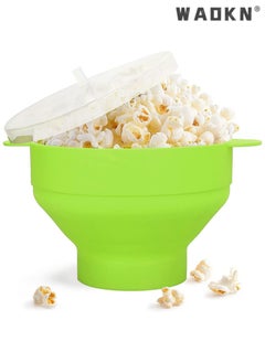 Buy Popcorn Maker, Microwave Silicone Popcorn Popper with Lid and Handles Hot Air Big Size Collapsible Bowl BPA Free Dishwasher Safe Green High Temperature Resistance for Home, Party, See Movie in Saudi Arabia