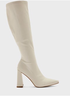 Buy Cream Slouch High Heel Boots in UAE