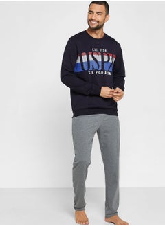 Buy Logo Printed Sweatshirt And Pyjama Pants Set in UAE