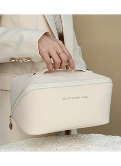 اشتري Large Capacity Travel Cosmetic Bag Multifunctional Waterproof Portable Makeup Organizer Bag with Handle Ideal for Travel - White في الامارات