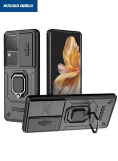 Buy VIVO V30 5G Case, Vivo V30 Case with Slide Camera Cover, Military Grade Heavy Duty Shockproof Phone Case Cover with Kickstand for VIVO V30 5G, Black in Saudi Arabia