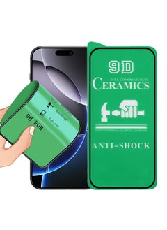 Buy Screen protector compatible with iPhone 16 Pro 5G Screen Protector Anti-Glare Anti-Fingerprint 3D Touch Easy Install, Full Glue Ceramic Film (NOT Glass) Clear/Black in UAE