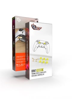 Buy Porodo Gaming PS5 Edge Controller 8 in1 Thumb Stick Caps + Back Buttons Combo - Yellow+Golden in UAE