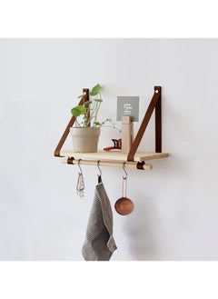 Buy PU Brown Leather Strap Wall Floating Shelf  Biege in Egypt