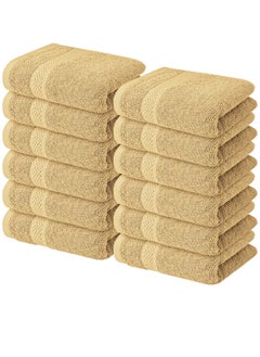 اشتري Infinitee Xclusives [12 Pack] Premium Beige Wash Cloths and Face Towels, 33cm x 33cm 100% Cotton, Soft and Absorbent Washcloths Set - Perfect for Bathroom, Gym, and Spa في الامارات