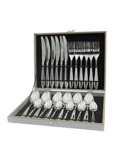 Buy 24-Piece Stainless Steel Cutlery Set Silver 32x26x5centimeter in Saudi Arabia