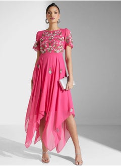 Buy Embroidered Pleated Dress in UAE