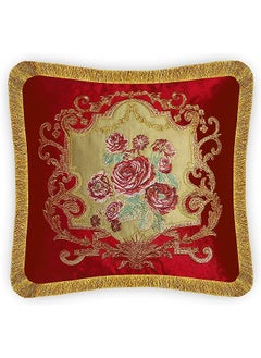 اشتري Velvet Cushion Cover, Baroque Rose Decorative Pillowcase, Floral Bouquet Embroidery Throw Pillow for Sofa Chair Bedroom Living Room, Red, 45x45 cm, (18x18 Inches). في الامارات