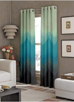 Buy Casableu Kudo 2 Piece Polyester Eyelets (Steel) Blackout Curtains with Tie Back, Bedroom Living Room (Teal, 9 Ft x 4.2 Ft) in UAE