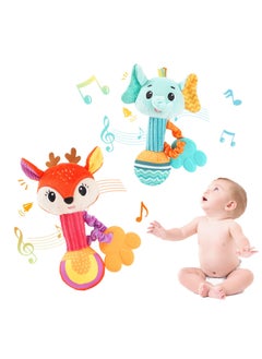 اشتري SYOSI 2 Pcs Baby Rattles, Soft Stuffed Rattle for Babies 0-6 Months Rattle Hand Grip Baby Toys Rattle Shaker for Newborn Babies Gift for Boy Girl 0-6 Months في الامارات