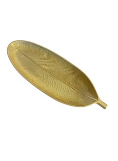 Buy Wooden Leaf Shape Serving Tray Gold in UAE