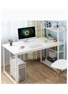 Buy Computer Desk with Storage Shelves Home Office Desk with Bookshelf Study Writing Table Corner Desk PC Laptop Desk with Strong Legs (120 * 55 * 110 cm) in Saudi Arabia