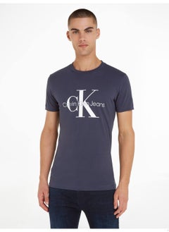 Buy Men's Core Monogram Slim T-shirt, Cotton, Navy in Saudi Arabia