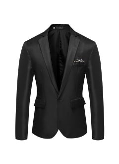 Buy Mens Fashion Autumn Suit Slim Fit Single-Breasted BlazerBlack Black in UAE