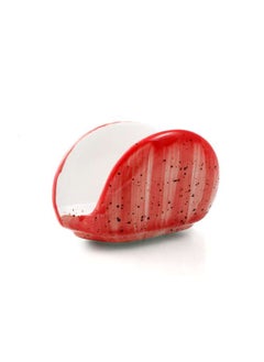 Buy Decorative Porcelain Red Napkin Holder 12x8.5 cm in UAE