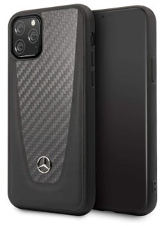 اشتري Mercedes Benz Hardcase Leather With Carbon Fiber For iPhone 12-12 pro  - Black في مصر