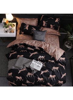 Buy 3-Piece Animal Printed Double-Faced Design Cotton Duvet Cover Set Without Fitted Bed Sheet Multicolor Queen in Saudi Arabia