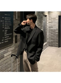 Buy Korean Mens Casual Blazer Autumn Slim BlackBlack Black in Saudi Arabia