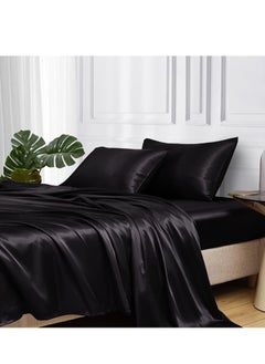 Buy Silky Queen Bedding Set 4-Piece (Black) in UAE