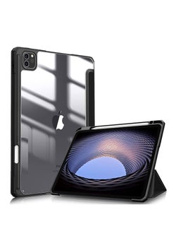 Buy Hybrid Case Compatible with iPad Pro 11 Inch (2022/2021/2020/2018, 4th/3rd/2nd/1st Generation) - Ultra Slim Shockproof Clear Cover w/Pencil Holder, Auto Wake/Sleep, Black in Egypt