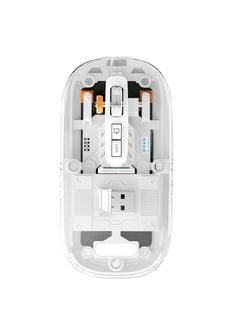 Buy Wireless Bluetooth Mouse, Slim Dual Mode (Bluetooth 5.1 + USB 2.4Ghz) Rechargeable Mice with USB Receiver, Transparent Silent Mouse 4 Level Adjustable DPI, For PC, Mac, Laptop (White) in UAE