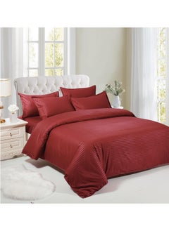 اشتري 400TC Satin Weave King Size Duvet Cover Set Soft and Breathable Deep Pockets With Zipper Closure Easy Care Bed Sheet Set 1 Fitted Sheet 1 Duvet Cover and 4 Soft & Cozy Pillow Cases With Solid Color في الامارات