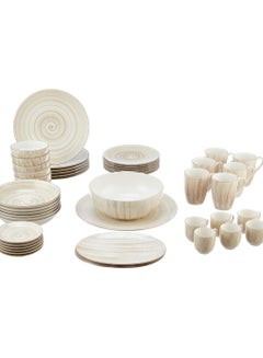 Buy FM thermal porcelain dinner set, consisting of 46 pieces-Beige in Egypt
