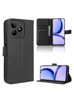 Buy Mobile Phone Case Cover for realme Note 50 4G / realme C51 4G / realme C53 4G with Wallet Case PU Leather Case Magnetic Closure Card Holder Shockproof Flip Cover，Raised Full Camera Protection- Black in Saudi Arabia