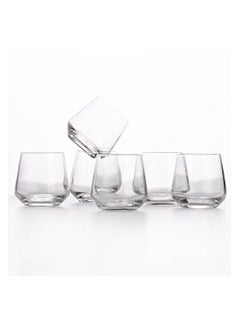 Buy 6-Piece Glass Water Cup Clear, Great for storing water, juice, milk and other beverages in Saudi Arabia