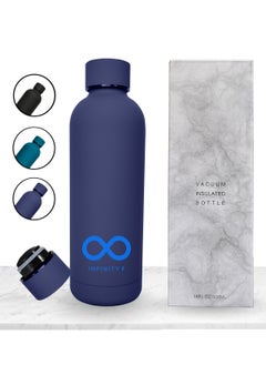 اشتري Stainless Steel Water Bottle, Double Wall Vacuum Insulated Flask, 500 ML/17 OZ, Leakproof, BPA Free, perfect for kids, school, office, gym and sports (Navy Blue) في الامارات