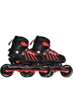 Buy Inline Adjustable Skates Medium Size 34 EUR (UK 1.5) - 38 EUR (UK 5) for 6 to 12 Years |  Aluminium Chassis and 100 mm  Three Wheels | Skating Shoes in UAE