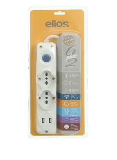 Buy Elios Electric Power Outlets Quattro power strip with 6 outlets + 2 USB - White in Egypt