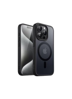 Buy Magnetic Case for iPhone 15 Pro 6.1-Inch Compatible with MagSafe, Translucent Matte Back Slim Shockproof Phone Cover (Black) in UAE