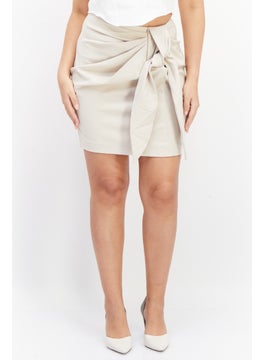 اشتري Women Draped Mini Skirt, Sand في الامارات