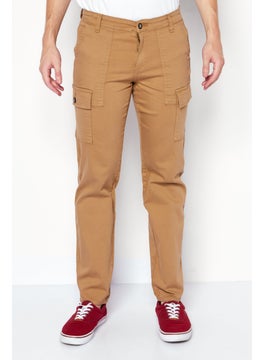 اشتري Men Slim Fit Solid Cargo Pants, Beige في السعودية