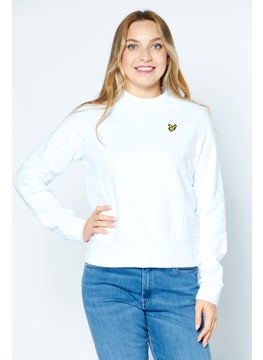 Buy Women Round Neck Brand Logo Sweatshirt, White in UAE