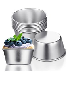 اشتري 10 Pieces Egg Tart Molds, Individual Molds Pudding Cups, Mini Chocolate Molten Pans Carbon Steel Cupcake Cake Cookie Mold, Round Nonstick Popover Bakeware Tumblers (2.6 x 2 1.3 Inch) في الامارات