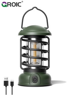 Buy Retro Camping Lantern Rechargeable 1500LM 2 Modes Dimmable,Portable Electric Hurricane Lamp Hands-Free Flashlight, LED Lanterns for Power Outages Indoor in UAE